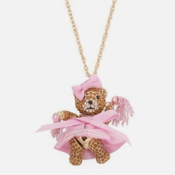 Betsey Johnson Faux Stone Cheerleader Bear Pendant Necklace - Picture 6 of 6